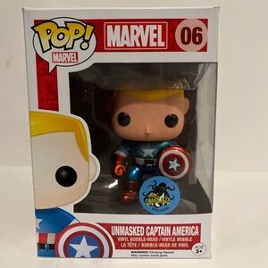 Marvel Unmasked Captain America Funko Pop Vinyl Bobble-Head